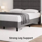 Linen Upholstered Platform Bed Frame with Adjustable Headboard  Grey, No Box Spring Needed