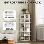 360 Rotating Freestanding Shoe Cabinet, Circular Rotating Shoe Rack Tower, Vertical Rotating Shoe Display Stand, Suitable for Entryway