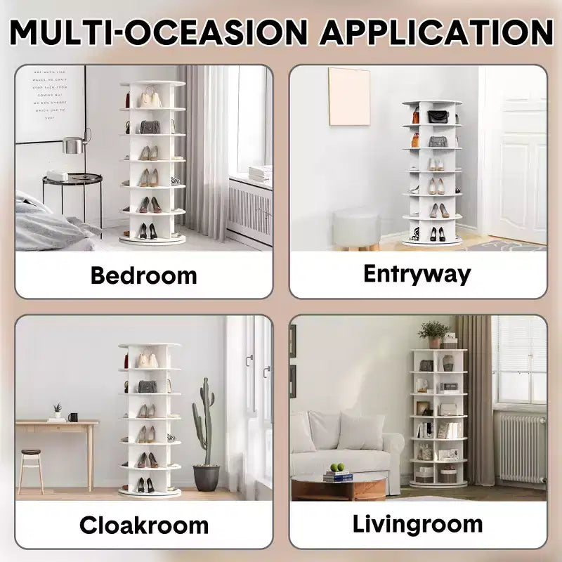 360 Rotating Freestanding Shoe Cabinet, Circular Rotating Shoe Rack Tower, Vertical Rotating Shoe Display Stand, Suitable for Entryway