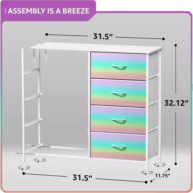 Sorbus 8 Drawers Dresser- Storage Unit with Steel Frame, Wood Top, Fabric Bins - for Bedroom, Closet, Office and more