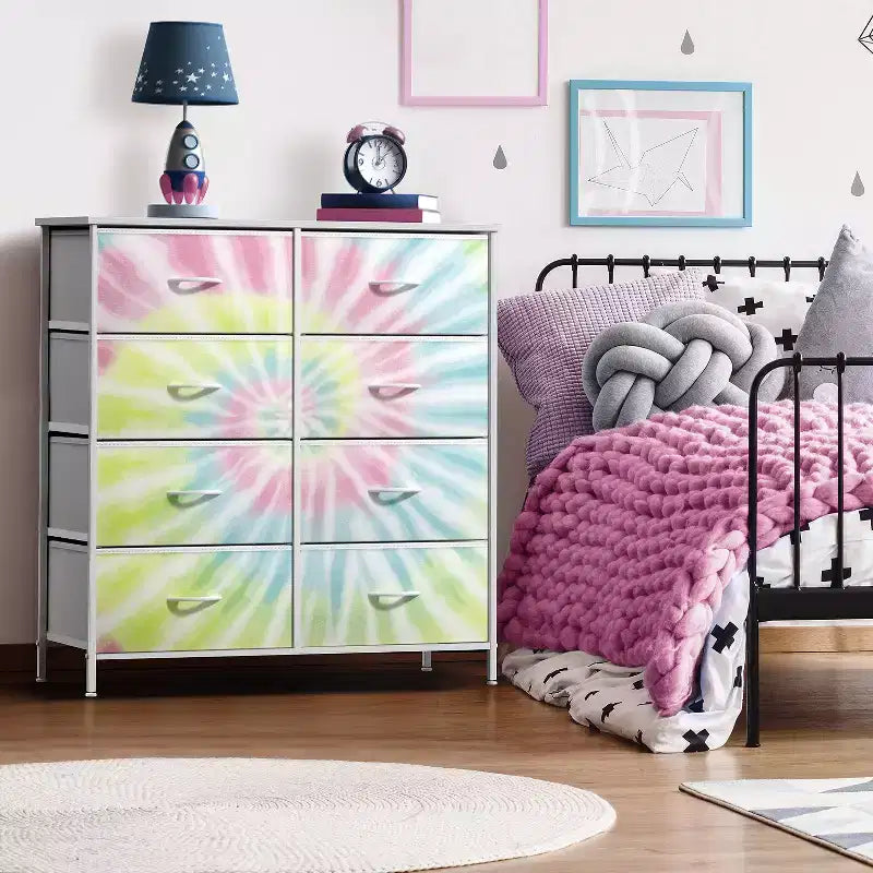 Sorbus 8 Drawers Dresser- Storage Unit with Steel Frame, Wood Top, Fabric Bins - for Bedroom, Closet, Office and more