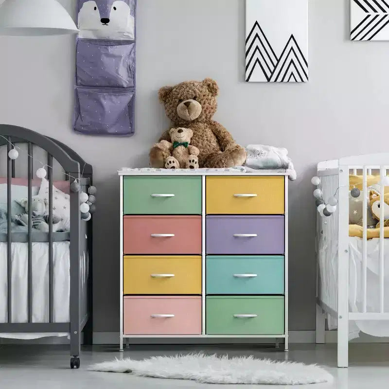 Sorbus 8 Drawers Dresser- Storage Unit with Steel Frame, Wood Top, Fabric Bins - for Bedroom, Closet, Office and more