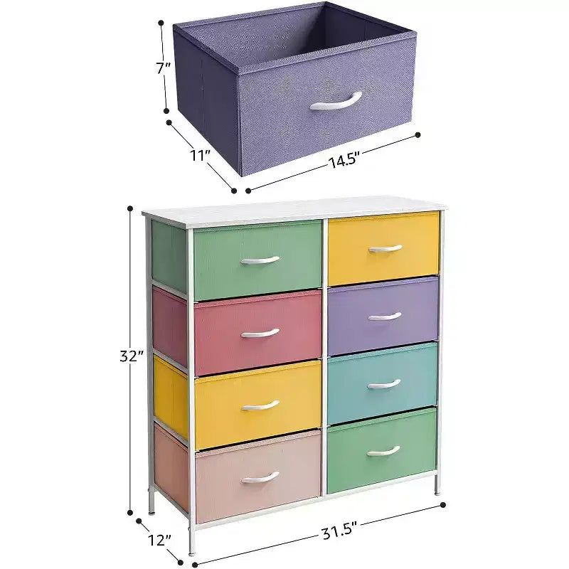 Sorbus 8 Drawers Dresser- Storage Unit with Steel Frame, Wood Top, Fabric Bins - for Bedroom, Closet, Office and more