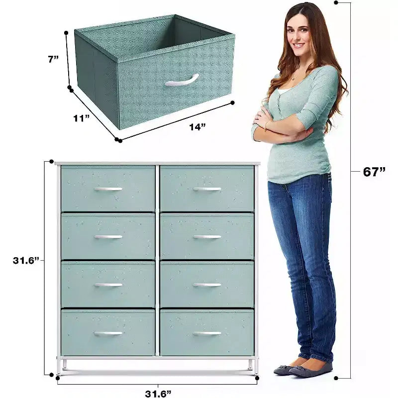 Sorbus 8 Drawers Dresser- Storage Unit with Steel Frame, Wood Top, Fabric Bins - for Bedroom, Closet, Office and more