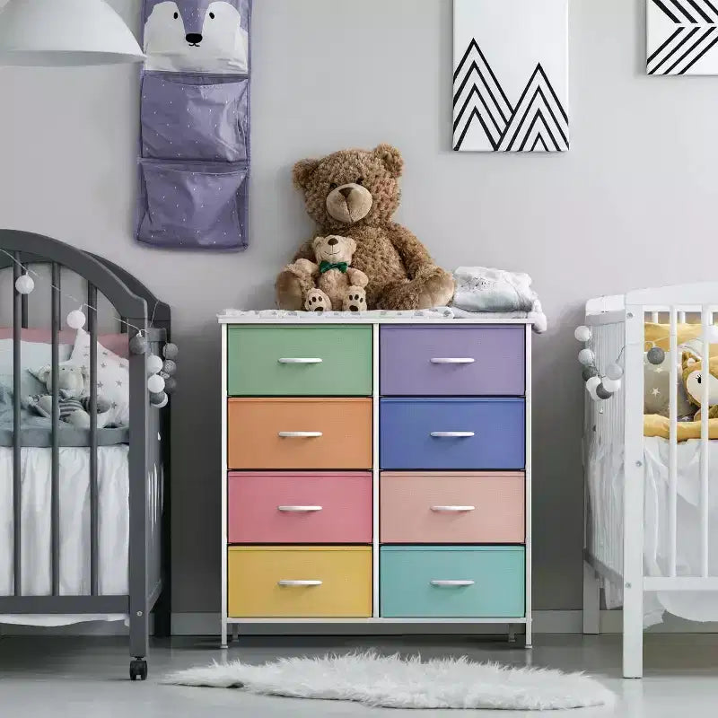Sorbus 8 Drawers Dresser- Storage Unit with Steel Frame, Wood Top, Fabric Bins - for Bedroom, Closet, Office and more