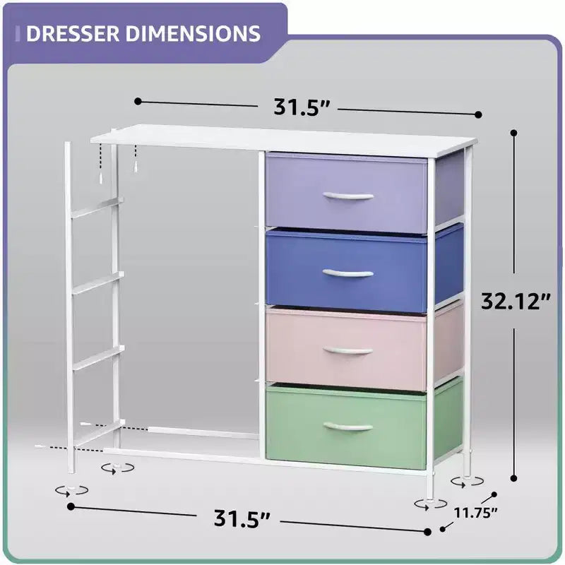 Sorbus 8 Drawers Dresser- Storage Unit with Steel Frame, Wood Top, Fabric Bins - for Bedroom, Closet, Office and more