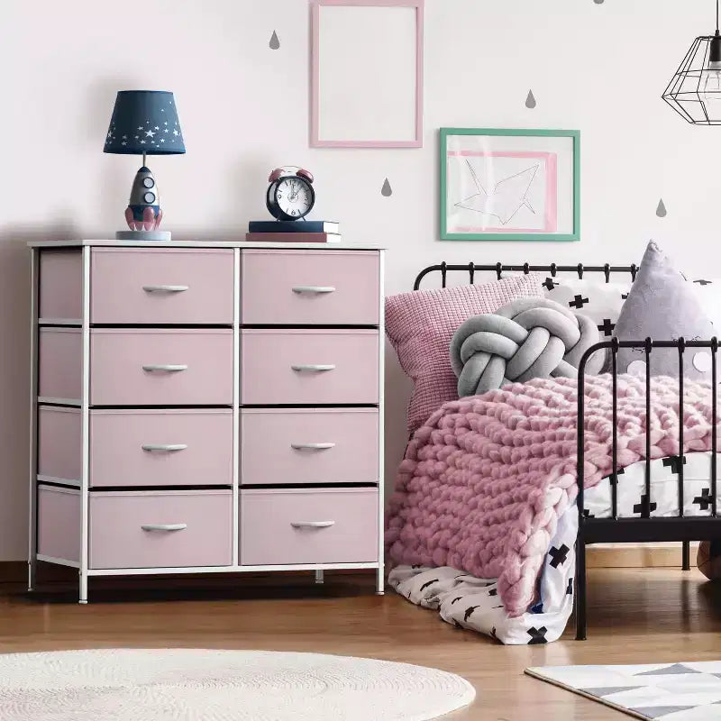 Sorbus 8 Drawers Dresser- Storage Unit with Steel Frame, Wood Top, Fabric Bins - for Bedroom, Closet, Office and more