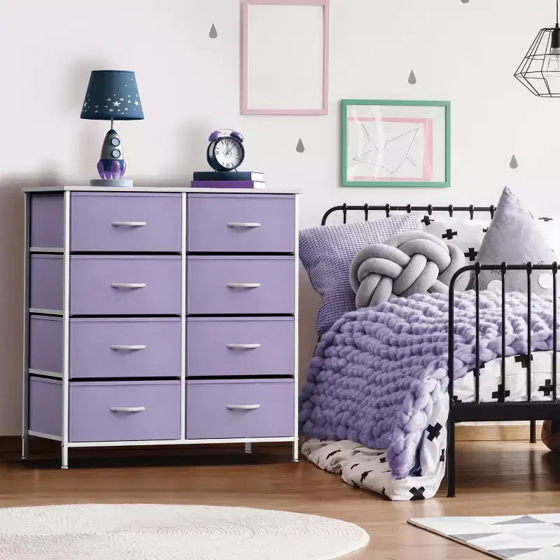 Sorbus 8 Drawers Dresser- Storage Unit with Steel Frame, Wood Top, Fabric Bins - for Bedroom, Closet, Office and more