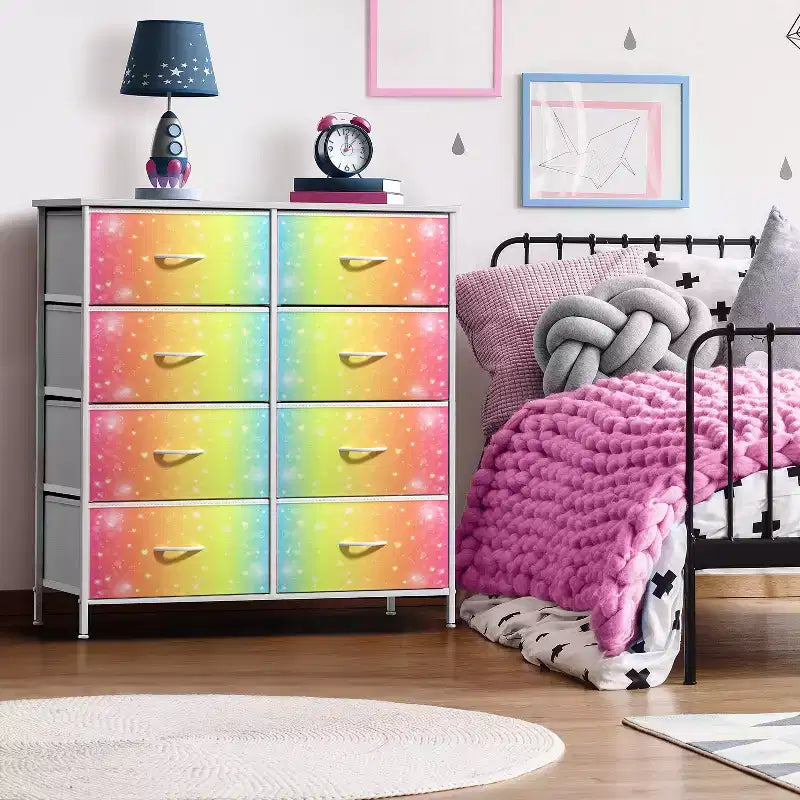 Sorbus 8 Drawers Dresser- Storage Unit with Steel Frame, Wood Top, Fabric Bins - for Bedroom, Closet, Office and more