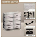 Sorbus 8 Drawers Dresser- Storage Unit with Steel Frame, Wood Top, Fabric Bins - for Bedroom, Closet, Office and more