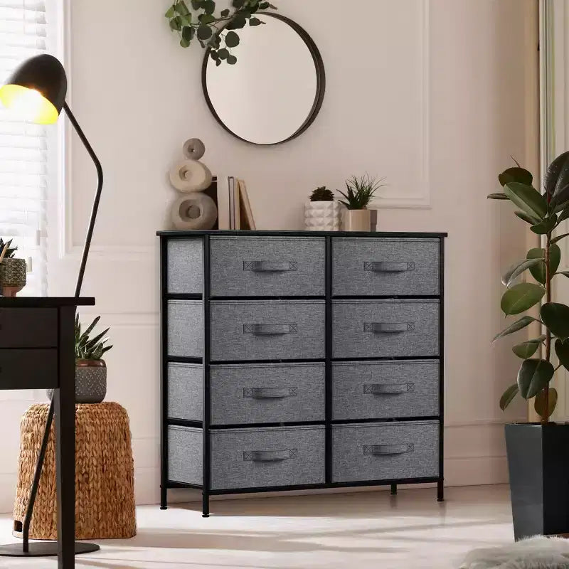 Sorbus 8 Drawers Dresser- Storage Unit with Steel Frame, Wood Top, Fabric Bins - for Bedroom, Closet, Office and more