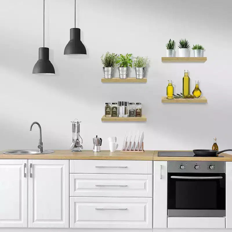 Sorbus 4 Pack Wall Mounted Floating Shelves - for storage and displaying showpieces, home decor items, and other prized possessions