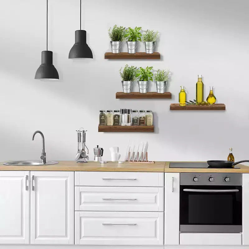 Sorbus 4 Pack Wall Mounted Floating Shelves - for storage and displaying showpieces, home decor items, and other prized possessions