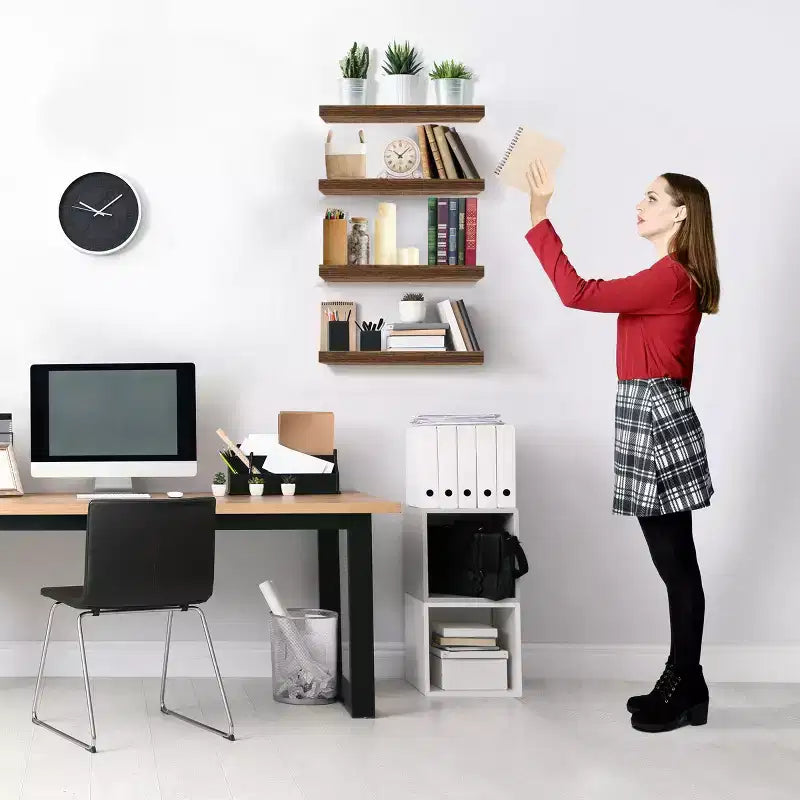 Sorbus 4 Pack Wall Mounted Floating Shelves - for storage and displaying showpieces, home decor items, and other prized possessions