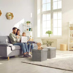 Seat & Declutter! Plush cushion, hidden storage, lightweight & portable. Folds flat