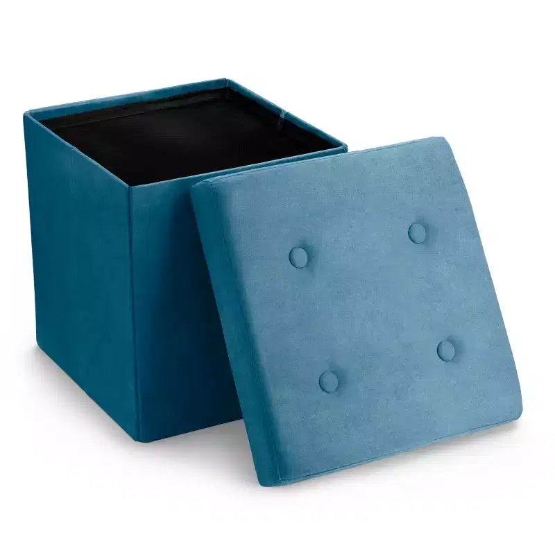 Seat & Declutter! Plush cushion, hidden storage, lightweight & portable. Folds flat