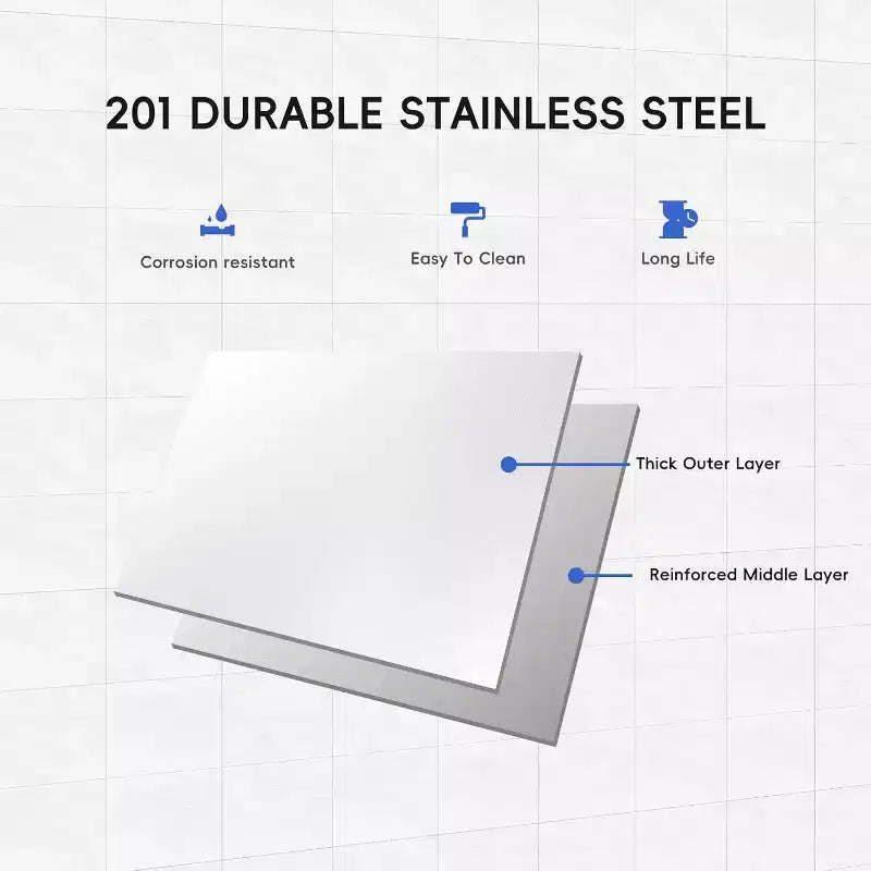Stainless Steel Table 48x24, Heavy Duty Metal Commercial Prep Table with Four Tiers of Storage with Hooks for Kitchen, Home, Hotel Food Prep