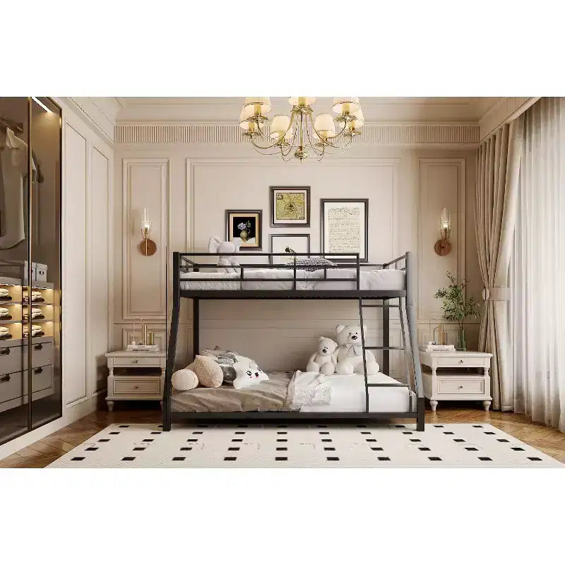 Bellemave Metal Twin Bunk bed for Kids and Adults , With Safety Guardrail and Ladder , Black