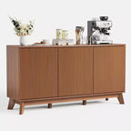 58 Wood Sideboard Buffet Cabinet with Curved Doors, Adjustable Shelves, Modern Farmhouse Storage Console for Dining Room, Coffee Bar
