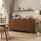 58 Wood Sideboard Buffet Cabinet with Curved Doors, Adjustable Shelves, Modern Farmhouse Storage Console for Dining Room, Coffee Bar