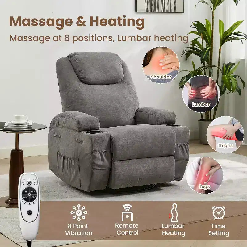 Recliner Chair, 360 Swivel Rocker Recliner Chair for Adults, for Living Room, Bedroom, Home