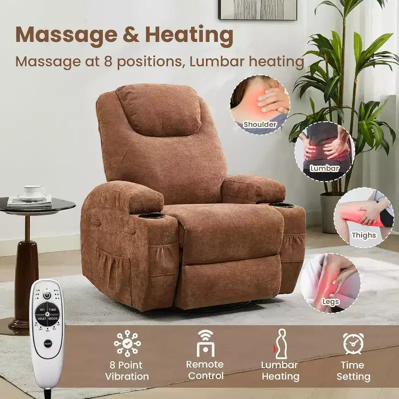 Recliner Chair, 360 Swivel Rocker Recliner Chair for Adults, for Living Room, Bedroom, Home