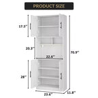 Tall Kitchen Hutch Bar Cabinet with Microwave Stand Kitchen Pantry Cabinet with LED Light, Cupboard for Dining Room,