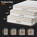12 inch King Size Tencel Medium Hybrid Mattress, Plush Layer and Cooling Gel Memory Foam Mattress in a Box