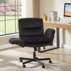 Bestier Criss Cross Chair with Armrests & Wheels, Ergonomic Cross Legged Office Chair Computer Task Chair, Desk Chair for Home Office & Vanity