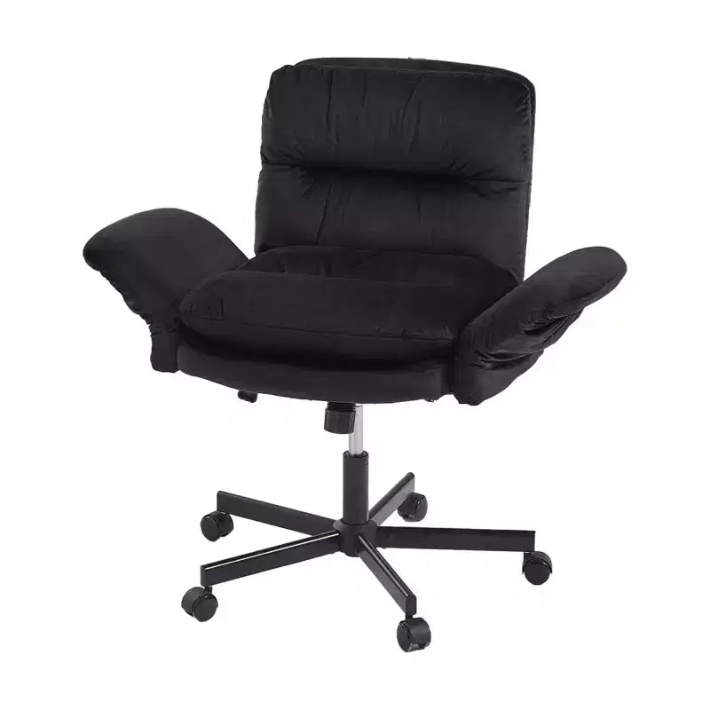 Bestier Criss Cross Chair with Armrests & Wheels, Ergonomic Cross Legged Office Chair Computer Task Chair, Desk Chair for Home Office & Vanity