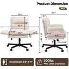 Bestier Criss Cross Chair with Armrests & Wheels, Ergonomic Cross Legged Office Chair Computer Task Chair, Desk Chair for Home Office & Vanity