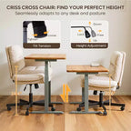 Bestier Criss Cross Chair with Armrests & Wheels, Ergonomic Cross Legged Office Chair Computer Task Chair, Desk Chair for Home Office & Vanity