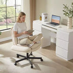 Bestier Criss Cross Chair with Armrests & Wheels, Ergonomic Cross Legged Office Chair Computer Task Chair, Desk Chair for Home Office & Vanity