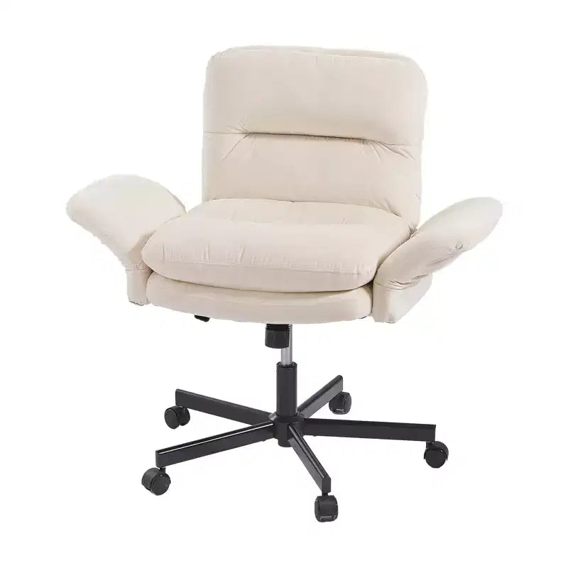 Bestier Criss Cross Chair with Armrests & Wheels, Ergonomic Cross Legged Office Chair Computer Task Chair, Desk Chair for Home Office & Vanity