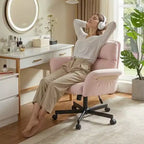 Bestier Criss Cross Chair with Armrests & Wheels, Ergonomic Cross Legged Office Chair Computer Task Chair, Desk Chair for Home Office & Vanity