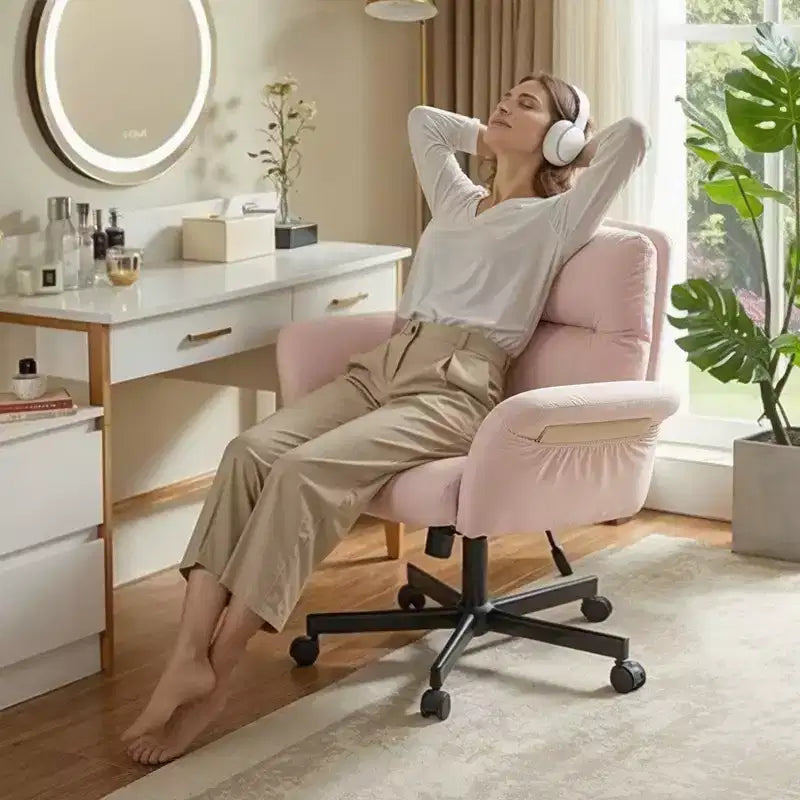 Bestier Criss Cross Chair with Armrests & Wheels, Ergonomic Cross Legged Office Chair Computer Task Chair, Desk Chair for Home Office & Vanity