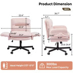 Bestier Criss Cross Chair with Armrests & Wheels, Ergonomic Cross Legged Office Chair Computer Task Chair, Desk Chair for Home Office & Vanity