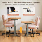 Bestier Criss Cross Chair with Armrests & Wheels, Ergonomic Cross Legged Office Chair Computer Task Chair, Desk Chair for Home Office & Vanity
