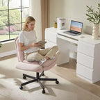 Bestier Criss Cross Chair with Armrests & Wheels, Ergonomic Cross Legged Office Chair Computer Task Chair, Desk Chair for Home Office & Vanity