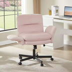 Bestier Criss Cross Chair with Armrests & Wheels, Ergonomic Cross Legged Office Chair Computer Task Chair, Desk Chair for Home Office & Vanity
