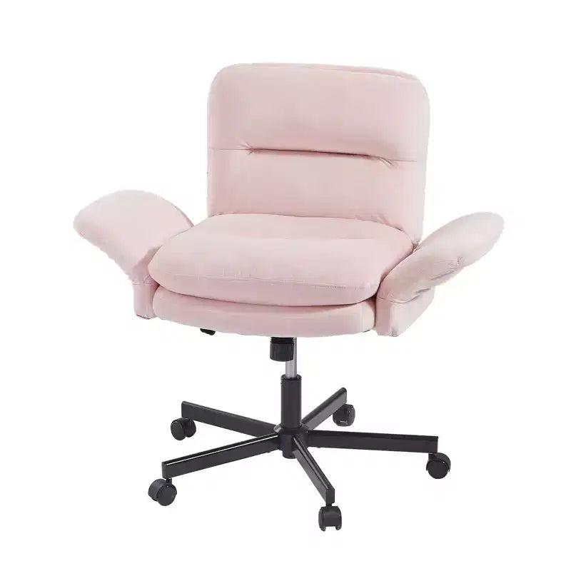 Bestier Criss Cross Chair with Armrests & Wheels, Ergonomic Cross Legged Office Chair Computer Task Chair, Desk Chair for Home Office & Vanity