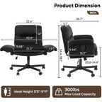 Bestier Criss Cross Chair with Armrests & Wheels, Ergonomic Cross Legged Office Chair Computer Task Chair, Desk Chair for Home Office & Vanity