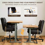 Bestier Criss Cross Chair with Armrests & Wheels, Ergonomic Cross Legged Office Chair Computer Task Chair, Desk Chair for Home Office & Vanity