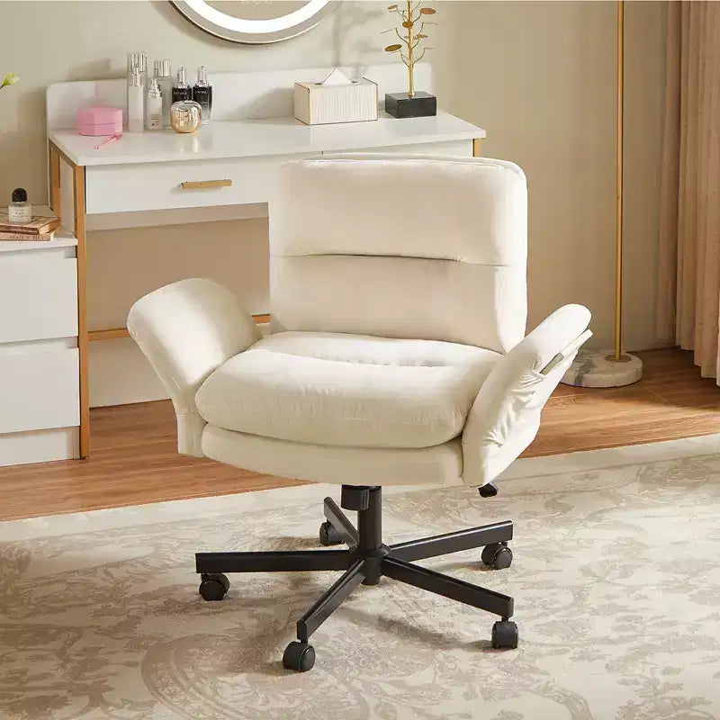 Bestier Criss Cross Chair with Armrests & Wheels, Ergonomic Cross Legged Office Chair Computer Task Chair, Desk Chair for Home Office & Vanity