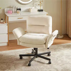 Bestier Criss Cross Chair with Armrests & Wheels, Ergonomic Cross Legged Office Chair Computer Task Chair, Desk Chair for Home Office & Vanity