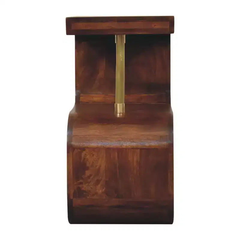 HomeRoots 24 Chestnut And Gold Solid Wood Curved Nightstand