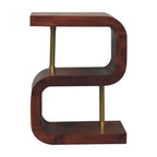 HomeRoots 24 Chestnut And Gold Solid Wood Curved Nightstand