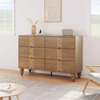 Modern Wooden 6 Drawer Dresser , Vintage Pattern Design for Bedroom, Living Room,