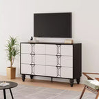 Modern Wooden 6 Drawer Dresser , Vintage Pattern Design for Bedroom, Living Room,