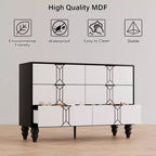 Modern Wooden 6 Drawer Dresser , Vintage Pattern Design for Bedroom, Living Room,